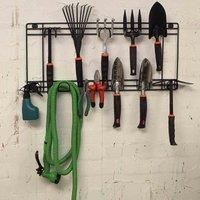 Wall Mounted Two Tier Tool Rack with Hanging Space for 11 Tools - organise your garage or shed in an instant