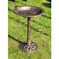 Bird Bath For Garden Ornate Resin With Rustic Bronze Effect - Small Wild Animals