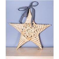 St Helens Home & Garden Natural Wicker Christmas Star - Rustic woven willow with a hanging loop and ribbon