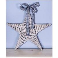 St Helens Home & Garden Light Grey Wicker Christmas Star - Rustic woven willow with a hanging loop and ribbon