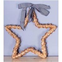 St Helens Home & Garden Natural Wicker Hollow Star - Rustic woven willow with a hanging loop and ribbon