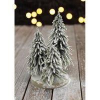 Decorative Snow Topped Mini Christmas Tree Display on Plinth