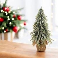 Home Festive Decorative Snow Topped Mini Christmas Tree in Hessian Bag (45cm)