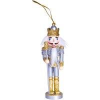 Nutcracker Christmas Tree Decoration with Hanger 15cm Height - Add a touch of class to your Christmas tree (Gold and Silver Crown)