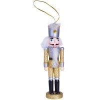 Nutcracker Christmas Tree Decoration with Hanger 15cm Height - Add a touch of class to your Christmas tree (Silver and Gold Hat)