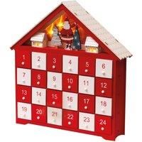 Wooden Advent Calendar LED Light Up Red Santa Christmas Advent Calendar Reusable