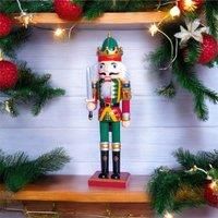 Nutcracker with Sword Christmas Decoration 30cm Height - Wonderfully Festive Gif