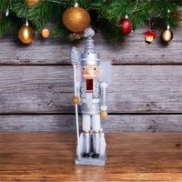 St Helens Home & Garden Nutcracker with Staff Christmas Decoration 40cm Height - Wonderfully Festive with Vibrant Colour Detail