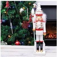Nutcracker with Staff Christmas Decoration 40cm Height Wonderfully Festive Gift