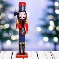 Festive Nutcracker with Sceptre Christmas Decoration Ornament Red, Blue and Gold