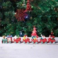 St Helens Home & Garden Wooden Christmas Train Set Decoration in Red - Delight old and young alike this Christmas