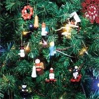 St Helens Home & Garden Wooden Christmas Hanging Decorations - Consists of 12 festive designs such as angels, snowmen, drums & trains