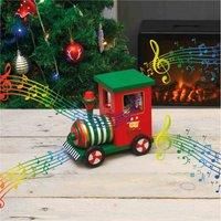 Wooden Christmas Train Music Box Mechanical Wind Tune System Old Fashion Feel