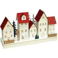 Battery Powered Wooden Light Up Christmas Festive Scene Under Lit with LEDs
