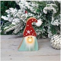 St Helens Home & Garden Wooden Gonk Decoration with Light up Nose and Fluffy Beard - Delight your family and friends at Christmas