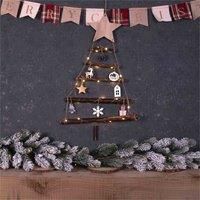 Battery Powered Hanging Birch Wood Christmas Tree with LED String Lights - Perfect for homes where space is at a premium