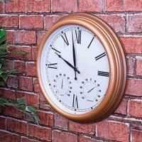 Vintage Design Copper Colour Outdoor Clock with Thermometer Hygrometer 380mm / 15" - Sit back, relax and let time pass you by