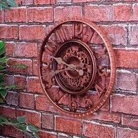 Vintage Open Face Outdoor Garden Clock Wall Mounted Battery Operated Bronze