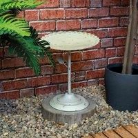 Outdoor Garden Free Standing Weatherproof Pedestal White Metal Bird Bath