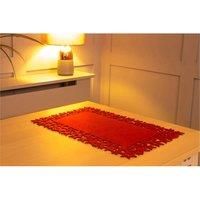 Felt Table Mats with Star and Snowflake Design - Pair Red