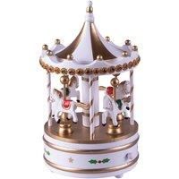 Mechanical Carousel Music Box Wooden Christmas Decoration Ornament Festive WHITE