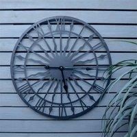 Home Garden Black Sun Open Face Design Wall Clock Non Ticking 600mm 24" Large
