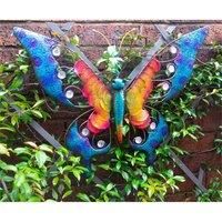 Garden Butterfly Wall Ornament Metal Colourful Wall Mounted Fixings Supplied