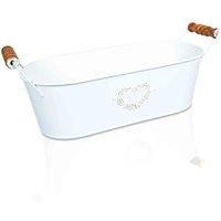 St Helens Home and Garden Oval Metal Planter With Handles White