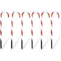 Electrovision Xmas Haus Outdoor LED Light Up Candy Cane Stake Lights set of 6 Battery Operated With Timer for Festive Christmas Decoration with Light