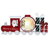 Xmas Haus Festive Decoration Natural Wood Light Up LED Christmas Village Train