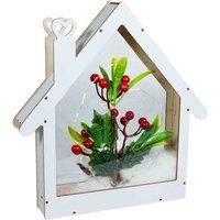 XMAS Festive Natural Wood Light Up LED Christmas Haus Festive Window Scene