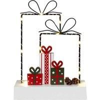 Festive Giftbox Display LED Wired Frame Wrapped Presents Battery Operated Xmas