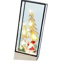 Light Up Festive Village Santa Scene Battery Operation Xmas Glass Holder Wooden