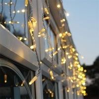 LED Christmas Warm White Icicle Lights with 10% Twinkle - Black Cable - 2 to 22m