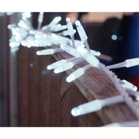 LED Christmas Cool White Icicle Lights with 10% Twinkle - White Cable - 2 to 22m