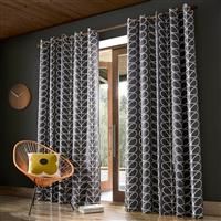 Orla Kiely - Linear Stem - Charcoal - Eyelet Curtains - 66x90"/168x229cm