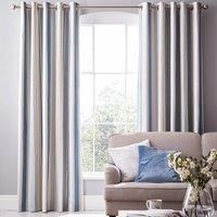 Laura Ashley Awning Stripe Ready Made Eyelet Blackout Curtains Seaspray