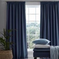 Laura Ashley Stephanie Blackout Curtains, 162 x 137cm, Midnight