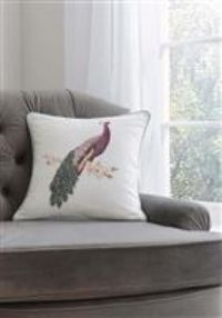 Laura Ashley Peacock Beaded Cushion, Duck Egg