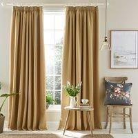 Laura Ashley Stephanie Blackout Curtains, 223 x 228cm, Pale Gold