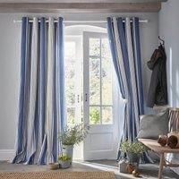 Laura Ashley Tiverton Pair Lined Eyelet Curtains, Denim, W162 x Drop 137cm