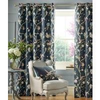 Laura Ashley Summer Palace Ready Made Eyelet Curtains Midnight