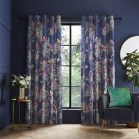 Sara Miller Smokey Birds Eyelet Room Darkening Curtains Blue;Pink;Cream 168 W x 229 D cm