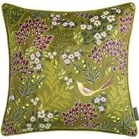 Sara Miller Songbird Olive Green 50X50Cm Feather Cushion green/red 50.0 H x 50.0 W x 10.0 D cm