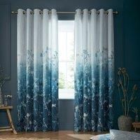 Clarissa Hulse Tania's Garden Midnight Eyelet Curtains blue/green/white 90.0 H x 66.0 W cm