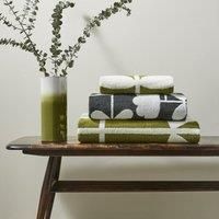 Orla Kiely Cut Stem Bathroom Towel Moss & Charcoal 100% Cotton (Bath Towel 70cm x 125cm)