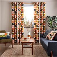 Orla Kiely Multi Stem Auburn Lined Eyelet CurtainsCurtain Size: Width 167cm (66") x Drop 228cm (90")