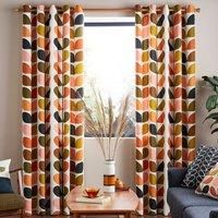 Orla Kiely Multi Stem Auburn Lined Eyelet CurtainsCurtain Size: Width 228cm (90") x Drop 183cm (72")