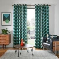 Orla Kiely Block Stem Eyelet Curtains, 117 x 229cm, Jade