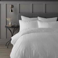Luxe Henry White 100% Cotton 200 TC Reversible Duvet Cover Set White Super King - 2 Standard Pillowcases